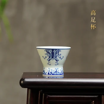 |probă ceașcă de ceai high-end ceai masters cup celebru ChuChao Hua mână-pictat potcoava de albastru și alb portelan cana